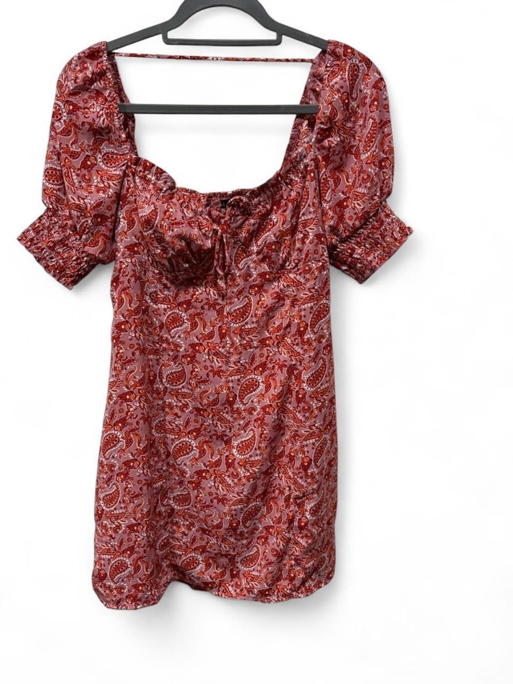 Trixxi Red Paisley Square Neck Mini Dress